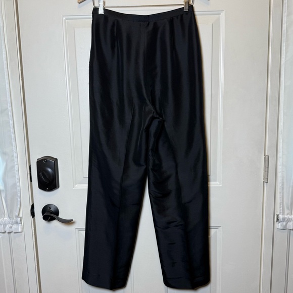 Kasper ASL 100% Silk Lined Black Trousers Vintage High Waist Side Zip Sz 8 - Picture 2 of 11